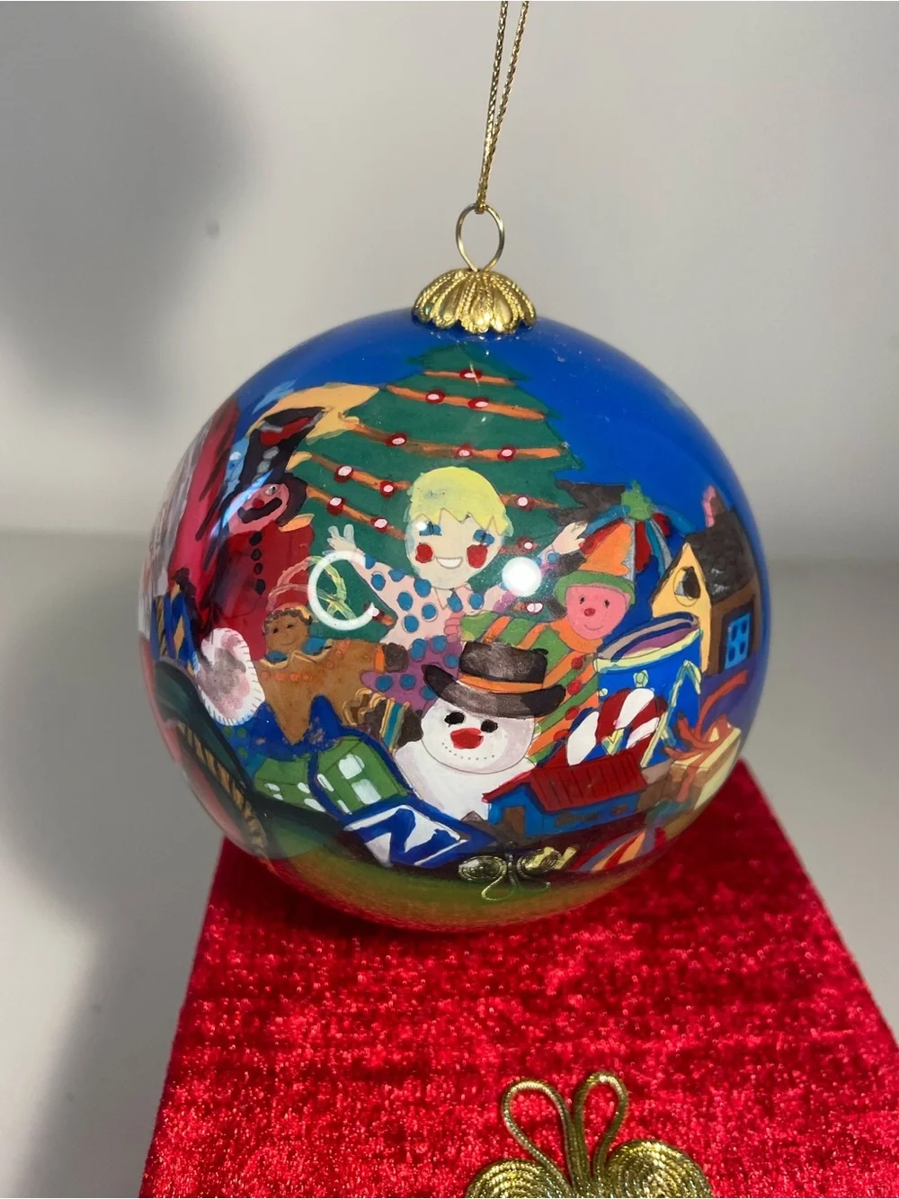 Pier 1 Li Bien Hand-Painted Blue Santa Christmas Ornament 2003